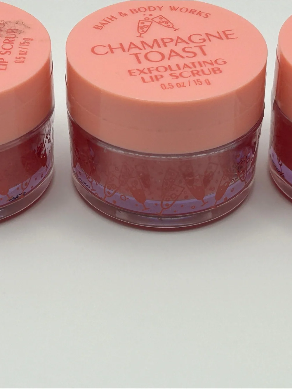 Bath & Body Works Champagne Toast Lip Scrub - Coral Pink Jar